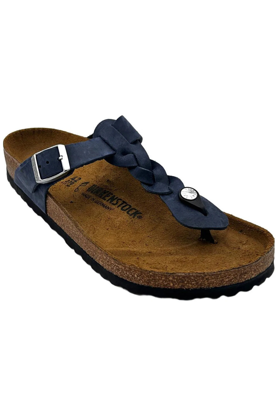 Birkenstock Women's Gizeh Braided Leather Thong Sandal Navy - Medium